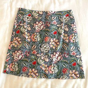 Ann Taylor LOFT Floral Pocket Shift Skirt Size 4 Regular Coastal Grey Color